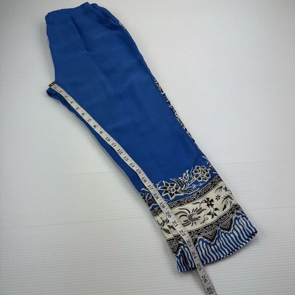 Anthropologie Blue Pants Leifnotes Blooming Perennial Cropped Floral Size 6 - Picture 5 of 12